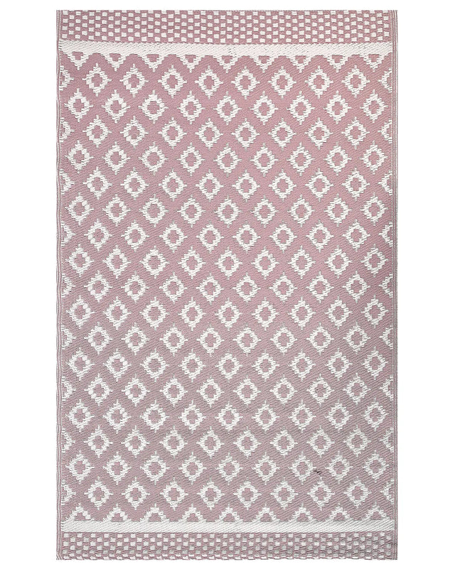 Area Rug Pink Synthetic Material 120 x 180 cm Indoor Outdoor Geometric Pattern Modern Balcony Patio Beliani