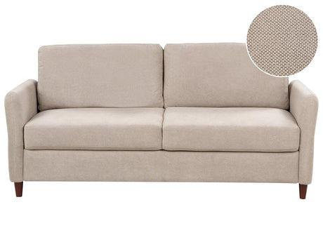 3 Seater Sofa Taupe Fabric Upholstery with Storage Thickly Padded Modern Style Living Room Furniture Beliani