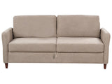 3 Seater Sofa Taupe Fabric Upholstery with Storage Thickly Padded Modern Style Living Room Furniture Beliani