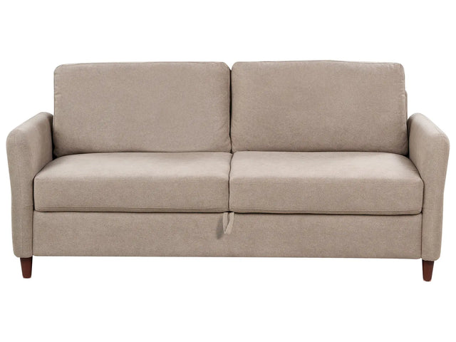 3 Seater Sofa Taupe Fabric Upholstery with Storage Thickly Padded Modern Style Living Room Furniture Beliani