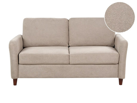 2 Seater Sofa Taupe Fabric Upholstery Loveseat with Storage Thickly Padded Modern Style Living Room Furniture Beliani