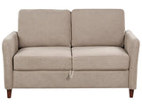 2 Seater Sofa Taupe Fabric Upholstery Loveseat with Storage Thickly Padded Modern Style Living Room Furniture Beliani
