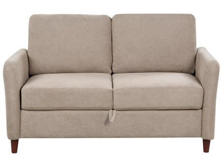 2 Seater Sofa Taupe Fabric Upholstery Loveseat with Storage Thickly Padded Modern Style Living Room Furniture Beliani