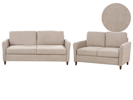 5 Seater Sofa Set Taupe Fabric Upholstery with Storage Thickly Padded 2 and 3 Seater Modern Style Living Room Furniture Beliani