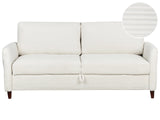3 Seater Sofa Off-White Corduroy Upholstery with Storage Thickly Padded Modern Style Living Room Furniture Beliani