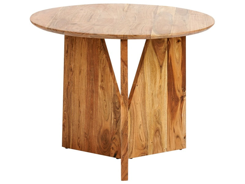 Dining Table Light Wood ø 100 cm Acacia Wood Round Shape Traditional Rustic Design Dining Room Beliani