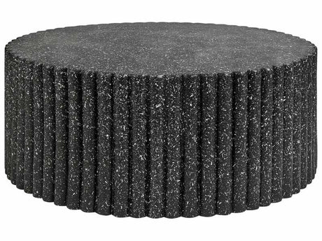 Accent Coffee Table Black Effect MgO Fiberglass ø 106 cm Round Top UV Stain Rust Water Wind Resistant Modern Outdoor Living Room Beliani