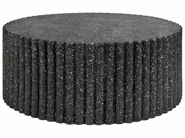 Accent Coffee Table Black Effect MgO Fiberglass ø 106 cm Round Top UV Stain Rust Water Wind Resistant Modern Outdoor Living Room Beliani