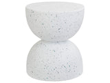 Accent Side Table OWhite with Terrazzo Effect MgO Fiberglass  40 cm Round Top Hourglass Shape UV Stain Rust Water Wind Resistant Modern Outdoor Living Room Beliani