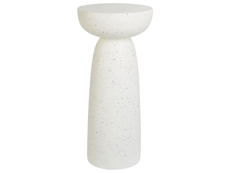 Accent Side Table White MgO Fiberglass 33 x 33 cm Terrazzo Effect Round Shape UV Stain Rust Water Wind Resistant Modern Outdoor Living Room Beliani