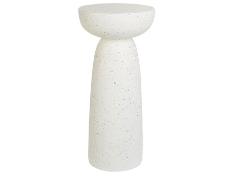 Accent Side Table White MgO Fiberglass 33 x 33 cm Terrazzo Effect Round Shape UV Stain Rust Water Wind Resistant Modern Outdoor Living Room Beliani