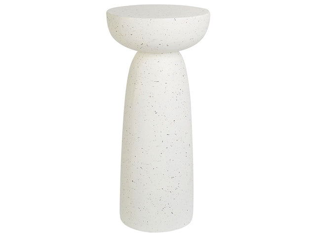 Accent Side Table White MgO Fiberglass 33 x 33 cm Terrazzo Effect Round Shape UV Stain Rust Water Wind Resistant Modern Outdoor Living Room Beliani