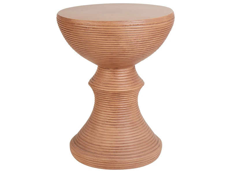 Accent Side Table Light Wood MgO Fiberglass ⌀ 40 cm Wood Effect Round Shape UV Stain Rust Water Wind Resistant Modern Outdoor Living Room Beliani