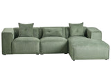 Left Hand Corner Sofa Dark Green Chenille Upholstery 3 Seater Extra Scatter Cushions Modern Living Room Beliani