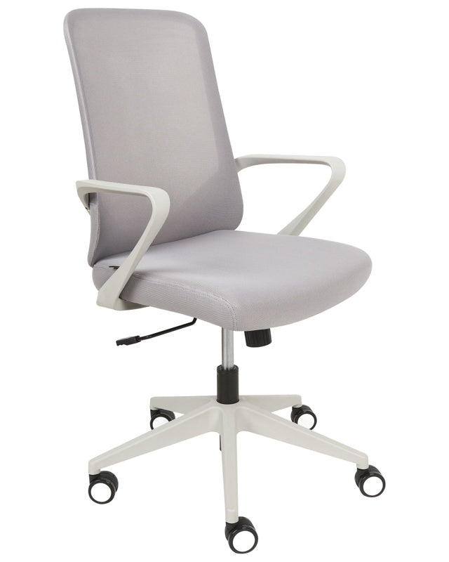 Office Chair Grey Fabric Swivel Desk Computer Adjustable Seat Reclining Backrest Beliani