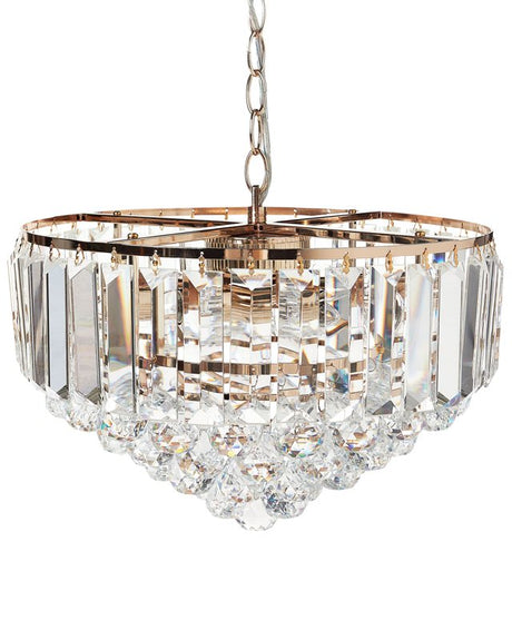 Chandelier Gold Metal ⌀ 40 cm Pendant Lamp Glass Crystals Glamour Style Beliani