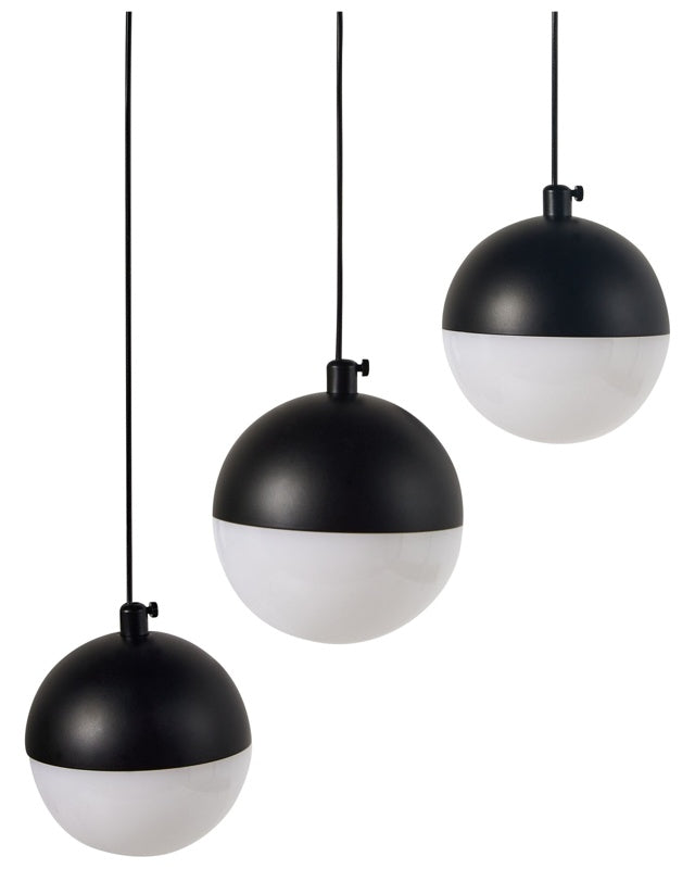 Pendant Lamp Black Metal 3 Integrated LED Lights Round Shade Hanging Modern Lighting Beliani