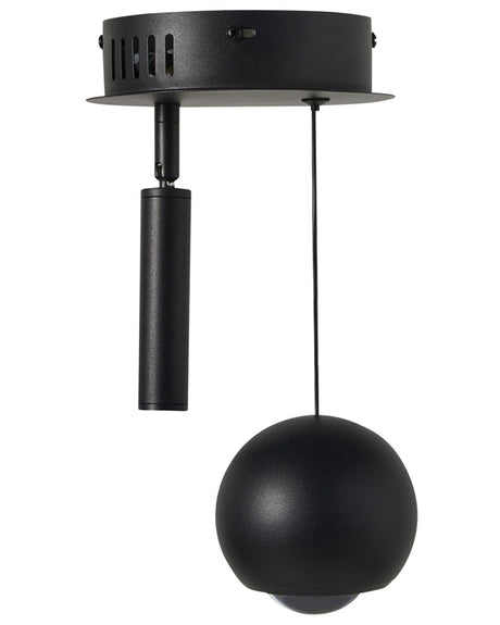 Pendant Lamp Black Metal 2 Integrated LED Lights Round Shade Decorative Shape Hanging Modern Lighting Beliani