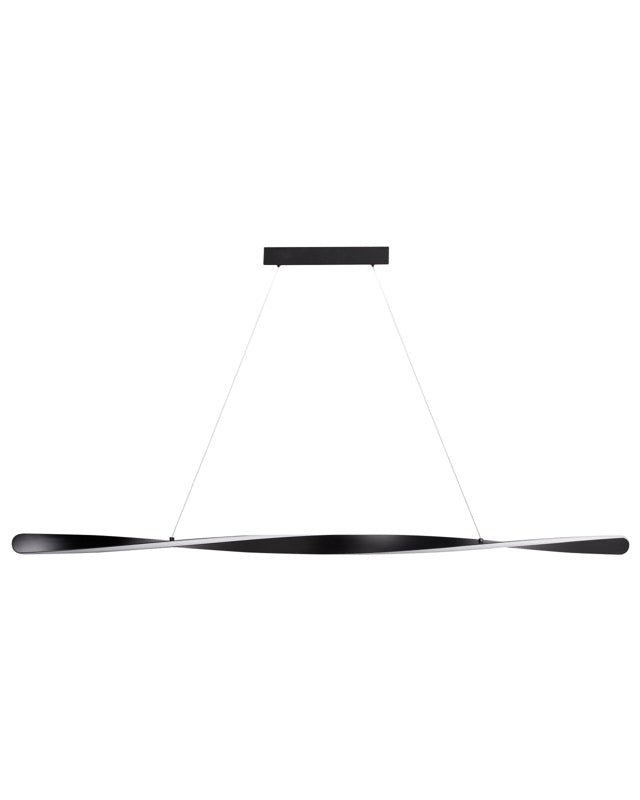 Pendant Lamp Black Metal Integrated LED Light Novelty Wavy Twisted Hanging Modern Lighting Beliani