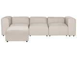 3 Seater Modular Sofa with Ottoman Beige Velvet Sectional Couch Sofa with Black Legs Modern Living Room Beliani
