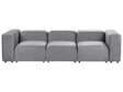 3 Seater Modular Sofa Grey Velvet Sectional Couch Sofa with Black Legs Modern Living Room Beliani