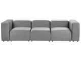 3 Seater Modular Sofa Grey Velvet Sectional Couch Sofa with Black Legs Modern Living Room Beliani