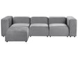 3 Seater Modular Sofa with Ottoman Grey Velvet Sectional Couch Sofa with Black Legs Modern Living Room Beliani