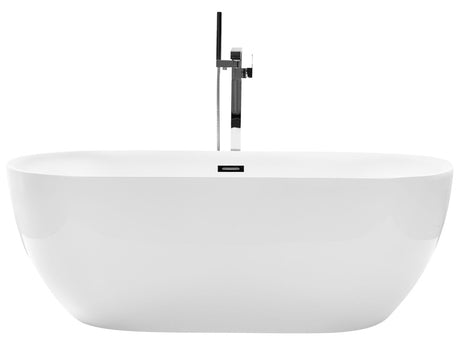 Freestanding Bath Glossy White Sanitary Acrylic Single 170 x 80 cm Oval Modern Design Beliani