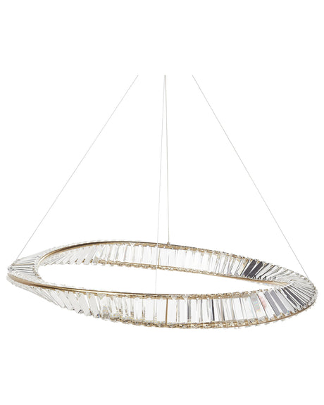 Chandelier Gold Iron Pendant Lamp with Crystals LED Lighting Glamour Style Beliani