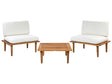 Garden Sofa Set Off-White Cushions Certified Acacia Wood Modern Outdoor 2 Seater Armchairs 1 Table Beliani