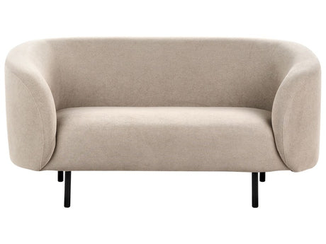 2 Seater Sofa Taupe Polyester Fabric Soft Textured Curved Design Black Legs Modern Art Decor Style Beliani