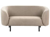 2 Seater Sofa Taupe Polyester Fabric Soft Textured Curved Design Black Legs Modern Art Decor Style Beliani