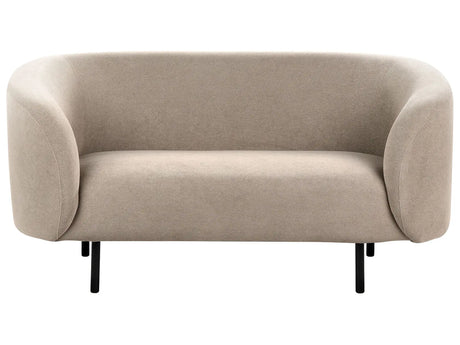 2 Seater Sofa Taupe Polyester Fabric Soft Textured Curved Design Black Legs Modern Art Decor Style Beliani