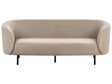 3 Seater Sofa Taupe Polyester Fabric Soft Textured Curved Design Black Legs Modern Art Decor Style Beliani