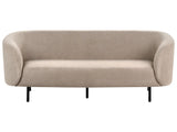 3 Seater Sofa Taupe Polyester Fabric Soft Textured Curved Design Black Legs Modern Art Decor Style Beliani