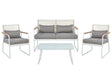 Garden Set White Steel with Grey Cushions Lounge Set 4 Seater Set Table Modern Beliani