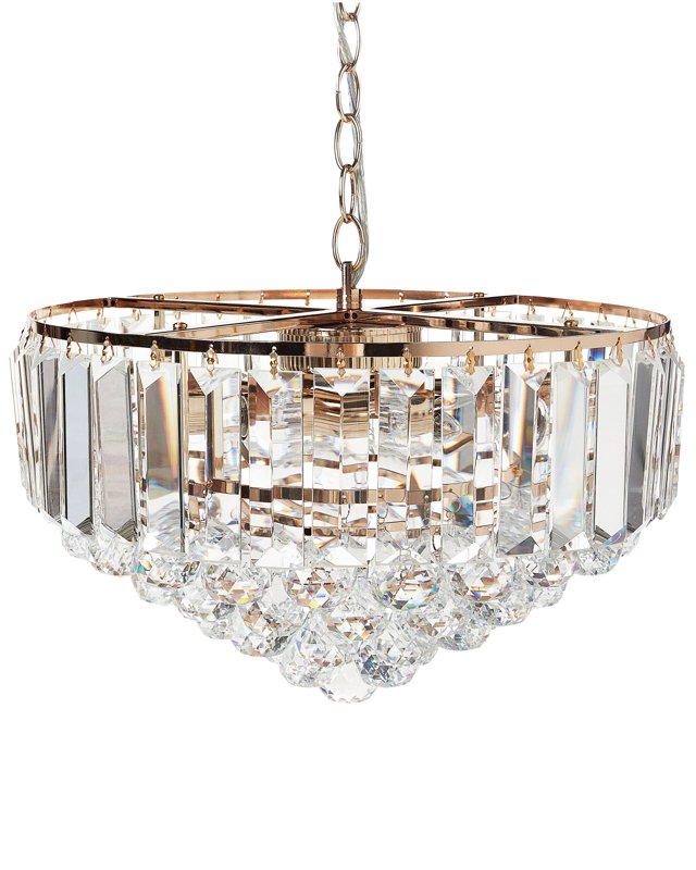 Chandelier Gold Metal ⌀ 49 cm Pendant Lamp Crystals Glamour Style Beliani