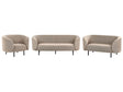 Living Room Set Taupe Polyester Fabric Soft Textured Black Legs 3 Seater Sofa Loveseat Armchair Modern Art Decor Style Beliani