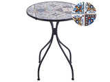 Garden Bistro Table Black Metal Iron Frame  60 cm Mosaic Tiles Pattern Tabletop Vintage Style Outdoor Beliani