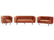Living Room Set Orange Velvet Fabric Black Legs 3 Seater Sofa Loveseat Armchair Modern Art Decor Style Beliani