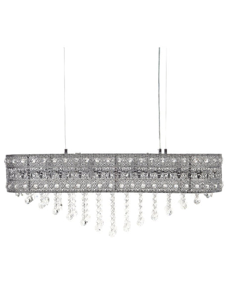 Chandelier Silver Iron Chrome Finish with Crystals Lighting Living Room Dining Room Beliani