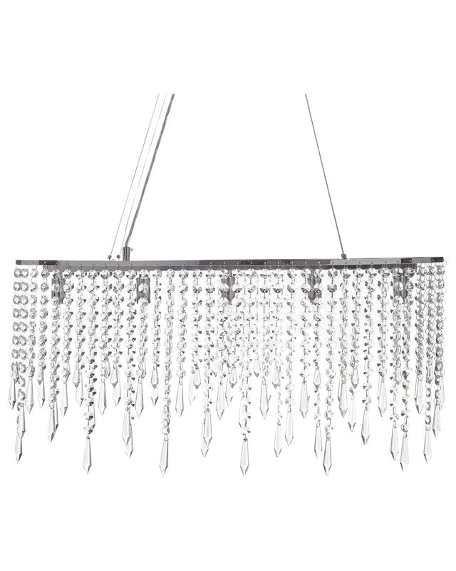 Chandelier Silver Iron Chrome Finish with Crystals Lighting Living Room Dining Room Glamour Style Beliani