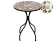 Garden Bistro Table Black Metal 60 cm Mosaic Tiles Pattern Tabletop Vintage Style Beliani