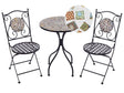 Garden Bistro Set Metal Black Table and Folding Chairs Mosaic Pattern Tiles Vintage Style Outdoor Set Beliani