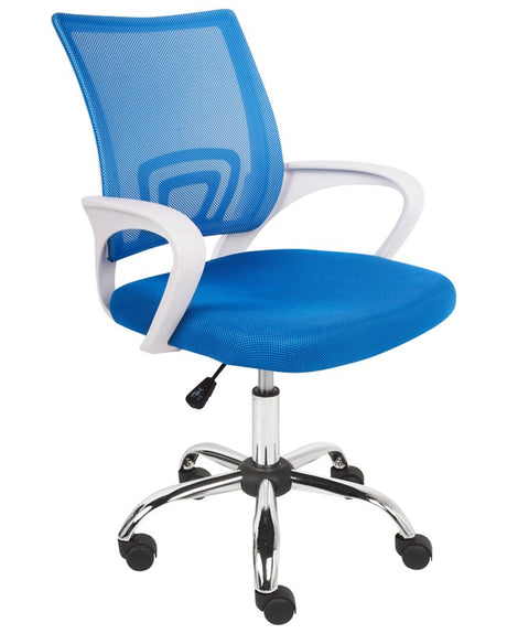 Office Chair Blue Fabric Swivel Desk Computer Adjustable Seat Reclining Backrest Beliani