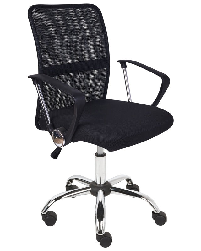 Office Chair Black Mesh Fabric Upholstery Swivel Desk Computer Adjustable Seat Beliani