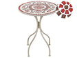 Garden Bistro Table White Metal 60 cm Mosaic Tiles Pattern Tabletop Vintage Style Beliani