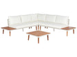 Corner Sofa Garden Set Off-White Acacia Wood 5 Seater with Coffee Table and Cushions Beliani