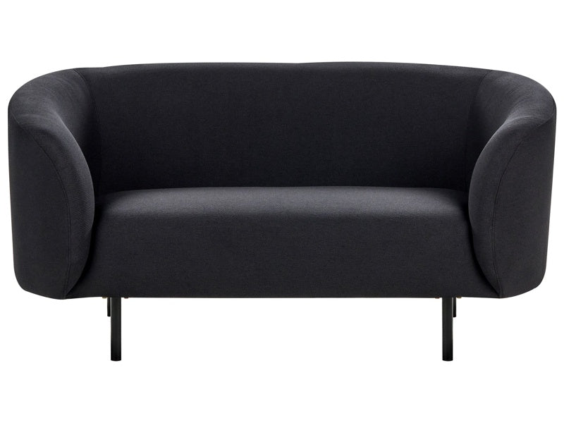 2 Seater Sofa Black Polyester Fabric Soft Black Legs Retro Glam Art Decor Style Beliani