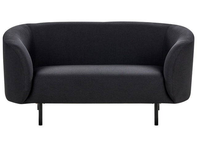 2 Seater Sofa Black Polyester Fabric Soft Black Legs Retro Glam Art Decor Style Beliani